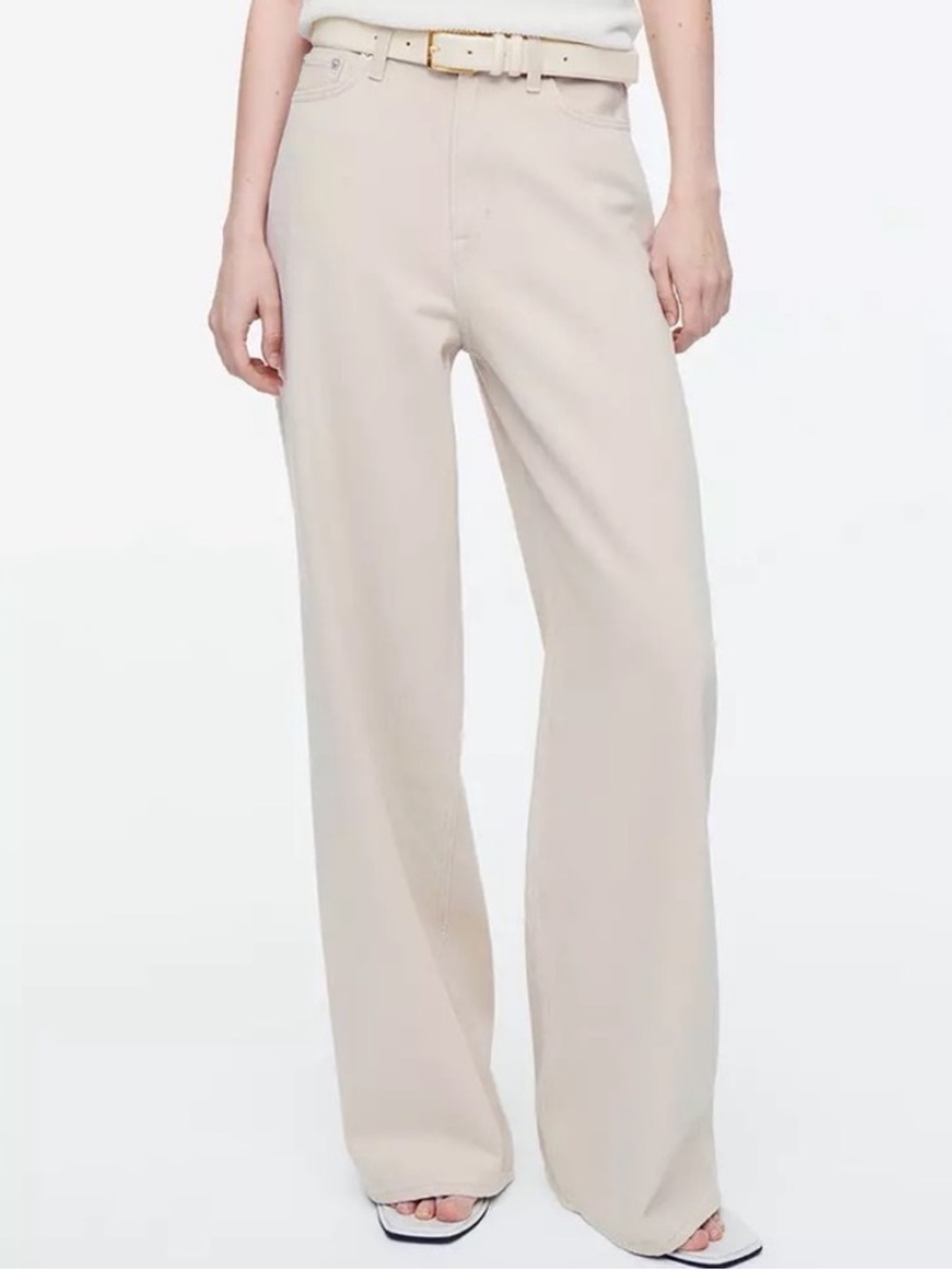 COS Tide Wide-Leg Relaxed Fit Jeans Pants Cream Size 26